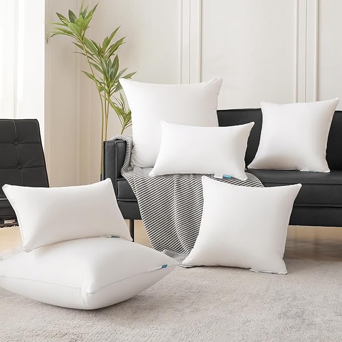 Oubonun 30 x 30 Pillow Inserts (Set of 2) - Euro Pillow Inserts with 100% Cotton Cover - 30 Inch Square Interior Sofa Pillow Inserts - Decorative Pillow Insert Pair - White Couch Pillow