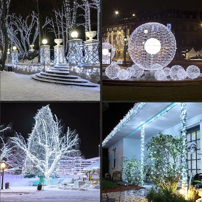 LAMPHOME 1200LED (24pk of 50L) String Lights, LED Christmas Lights, 6" SPACING,Green Wire, White