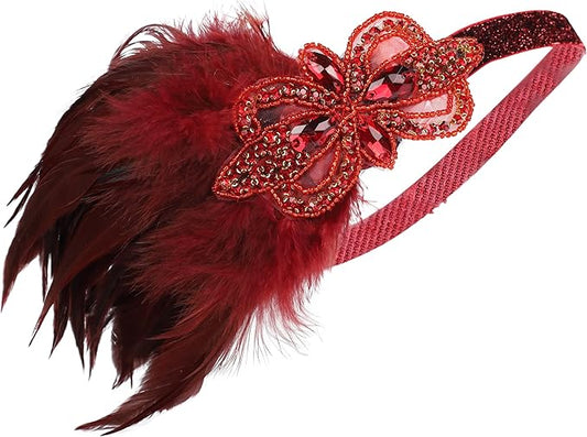 Women flapper feather headband for 1920s theme party Gatsby Headpiece for 20S Party