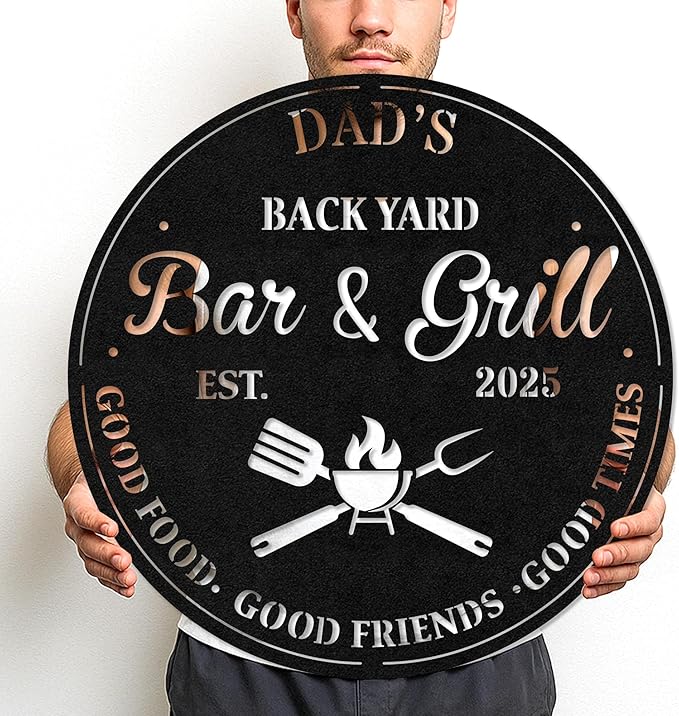 Custom BBQ Metal Sign Personalized Grill Name Wall Art for Outdoor Kitchen Patio Backyard Decor Fathers Gift for Dad Grandpa Husband Barbecue Smoker Area Sign, Grilling Lover Gifts 67