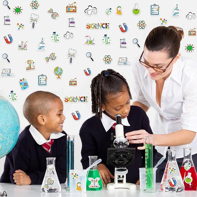 300Pcs Science Foam Stickers, Self-Adhesive Chemistry Biology Physics Stickers Science Laboratory Decals Sticker Decorations for Home Office School DIY Art Craft Teacher Classroom Supplies