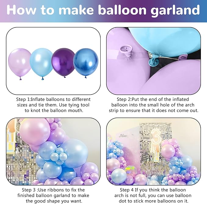 Blue Purple Silver Balloon Arch Kit Snowflake Balloons Garland with Winter Balloon for Princess Girl Winter Birthday Baby Shower Party Decorations