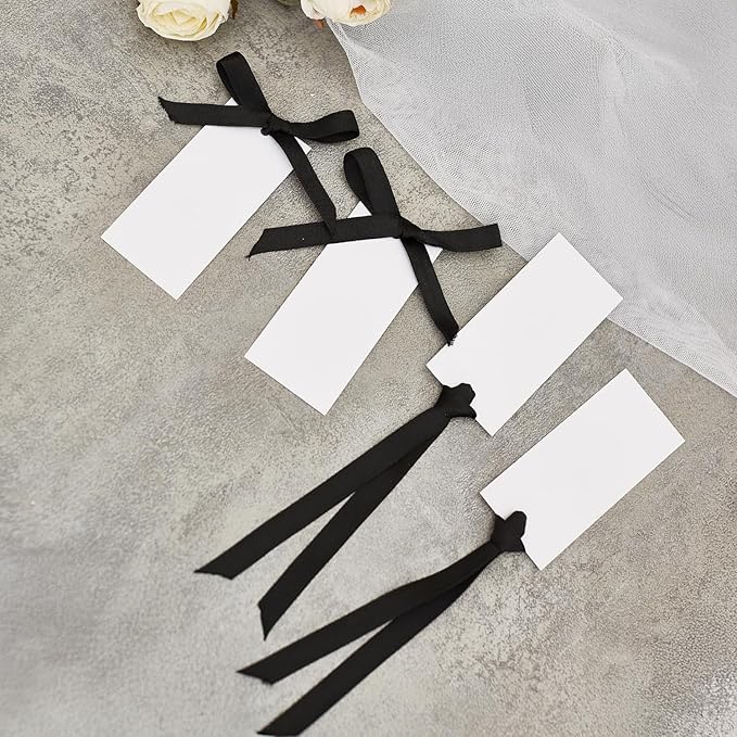 60pcs Name Cards for Table Setting, 1.77x 3.74inces Place Cards, Wedding Place Cards.Wedding Name Tags.Present Tags with String Attached.and Reserved Signs for Wedding Seating (Black)