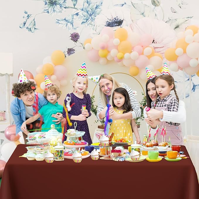 WNINK 4 Pack Maroon Tablecloths Burgundy Disposable Table Covers 54" x 108" Table Cloths for BBQ Birthday Picnic Bridal Shower Engagement Wedding Plastic Table Cloths for Parties