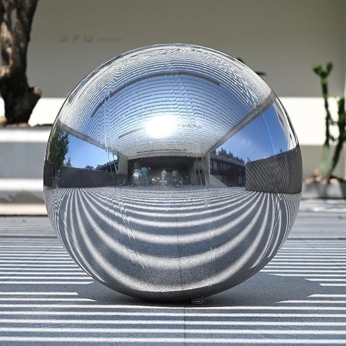 Yescom 32" Inflatable Mirror Ball Giant Reusable Hanging Large Disco Balloon Decoration for Party Wedding Event Concerts Stage Decor Silver