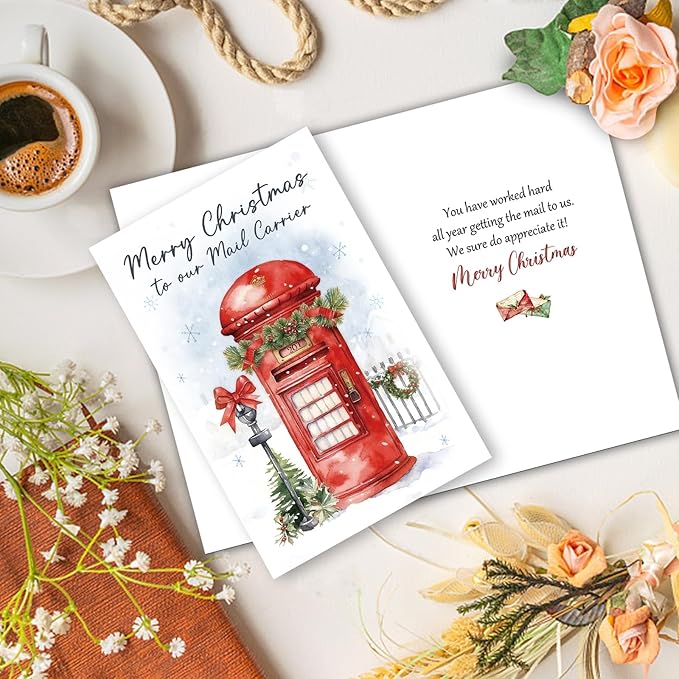 Christmas Card for Mail Carrier, Thank You Holiday Card for Postal Workers, Appreciative Xmas Gift from Neighbor or Family, Warm Holiday Wishes for Mailman/Mailwoman