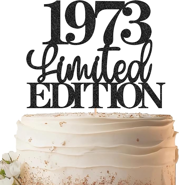 Limited EDITION 1973 Cake Topper - Black Glitter Happy 52nd Birthday Party Cake Decoration Supplies, Cheer to 52 Years Cake Bunting Decor for 52nd Birthday Party Photo Booth Props