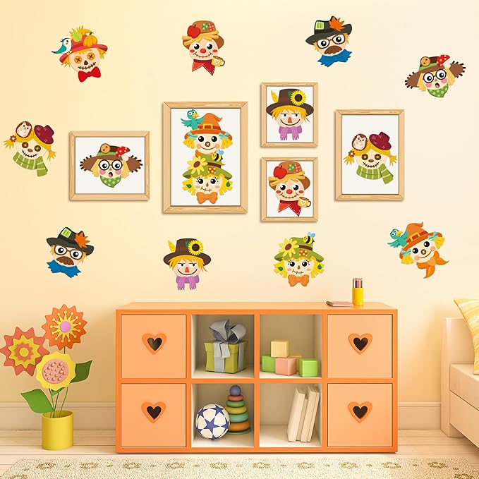 CY2SIDE Fall Scarecrow Sticker Sheets - 40PCS Autumn Harvest Make a Face Sticker Games for Kids School Rewards Make Your Own Scarecrow Decals Fall Thanksgiving DIY Party Favors Art Project
