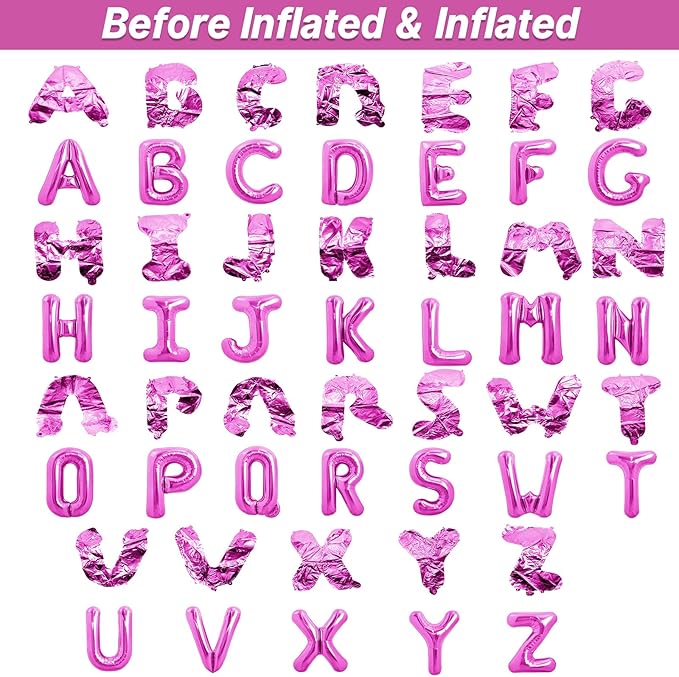 LIOZEOKUN Letter Balloons 16 Inch Alphabet A-Z Mylar Foil Balloons 2 Set for Wedding Birthday Party Decoration Banner Custom Phrase 52 Pcs