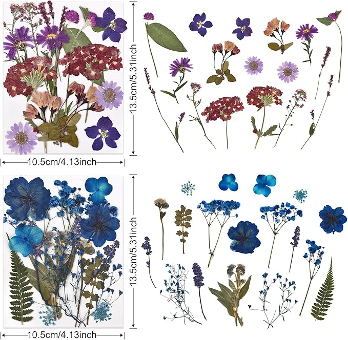 DALARAN 80Pcs Dried Pressed Flowers for Resin Molds Real Pressed Flowers Dry Leaves Kit for Art Crafts Resin Jewelry Making Scrapbook Supplies Card Making Soap Candle DIY