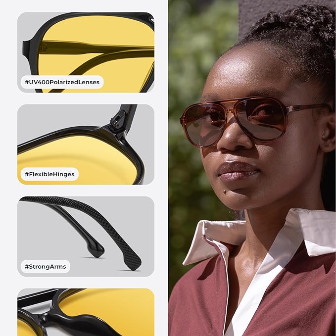 livho Trendy Polarized Aviator Sunglasses Women Men, Retro Sun Glasses for Women Men 2025, Oversized UV Protection Shades