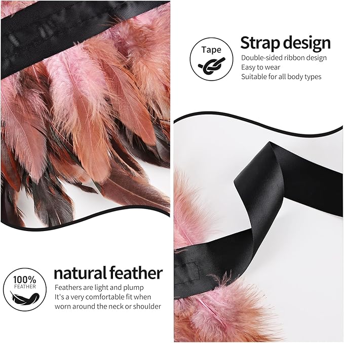 Gothic Natural Feather Shrug Feather Shawl Wrap Cape Victorian Collar for Halloween Cosplay Party Costume Accessories