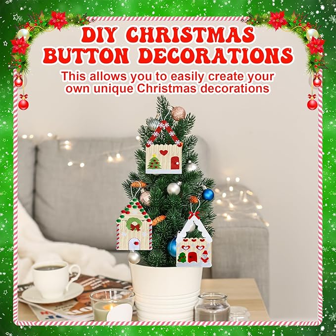 Yoloodayy 12 Set Christmas Craft Kits Popsicle Stick Christmas Ornaments 6 Designs DIY Popsicle Stick Xmas House Decorations Art Craft Supplies for Xmas Holiday Classroom Activities Party Favors