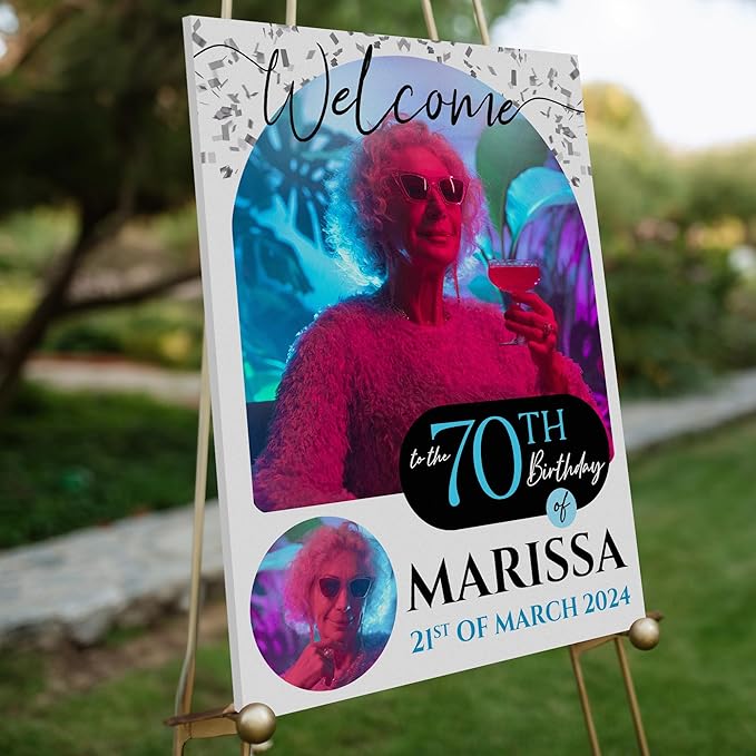 18"x24" Custom Welcome Sign for Party, Personalized Welcome Sign for Birthday Party, Custom Sign in Acrylic, Foam Board, or Coroplast Welcome Signs B (Design G)