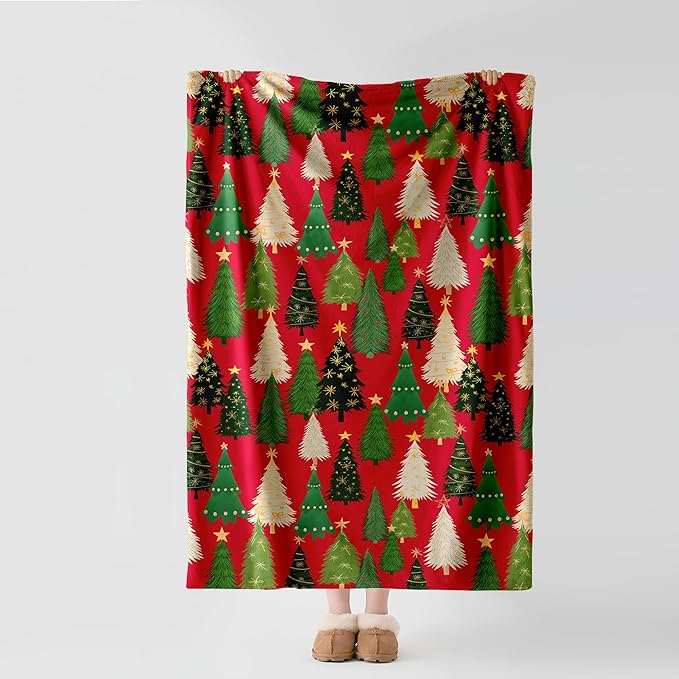 Christmas Fleece Throw Blanket – 300GSM Soft and Cozy Holiday Blanket for Sofa, Bed, Couch – Xmas Decorative Flannel Blanket, W60 x L80in