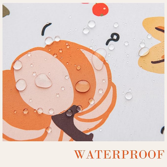 Thanksgiving Waterproof Tablecloth – Fall Harvest Pumpkins, Maple Leaves & Berries Print – Autumn Rectangle Table Cover for Dining or Party, White, 60" Round