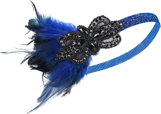 Women flapper feather headband for 1920s theme party Gatsby Headpiece for 20S Party