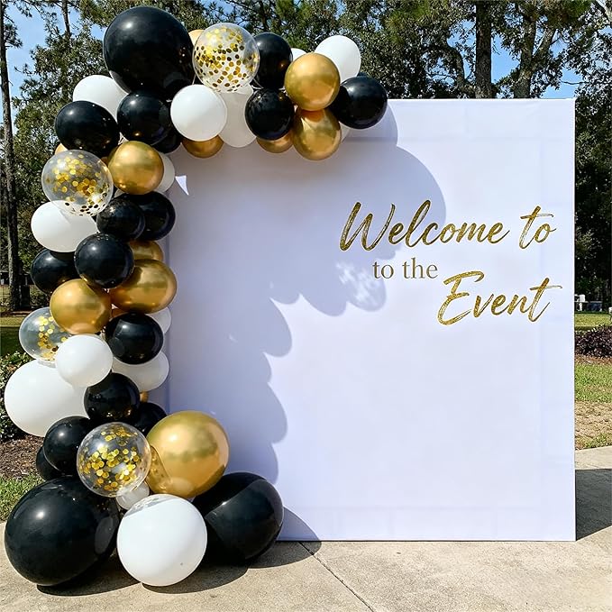 Black White Gold Confetti Balloons Garland Kit, 66Pcs 12 Inch Latex Party Balloons with Metallic Ribbons for Elegant Birthday Wedding Baby Shower Graduation Arch Decorations