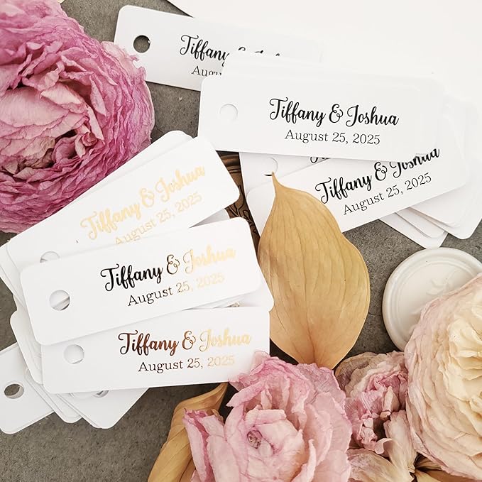 100 pcs Custom Wedding Favor Gift Tags, Extra Small Personalized Thank You Tags for Weddings, Birthdays, Bridal Shower, Baby Shower, Party Decorations