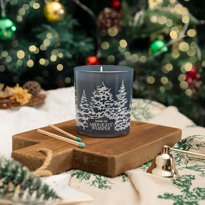 ROMIIE ZOI Christmas Scented Jar Candle - 6oz Soy Wax Candle - Midnight Whisper Infused with Snowy Night Aroma - with Beautiful Keepsake Box Special for Christmas/Holiday Gifts