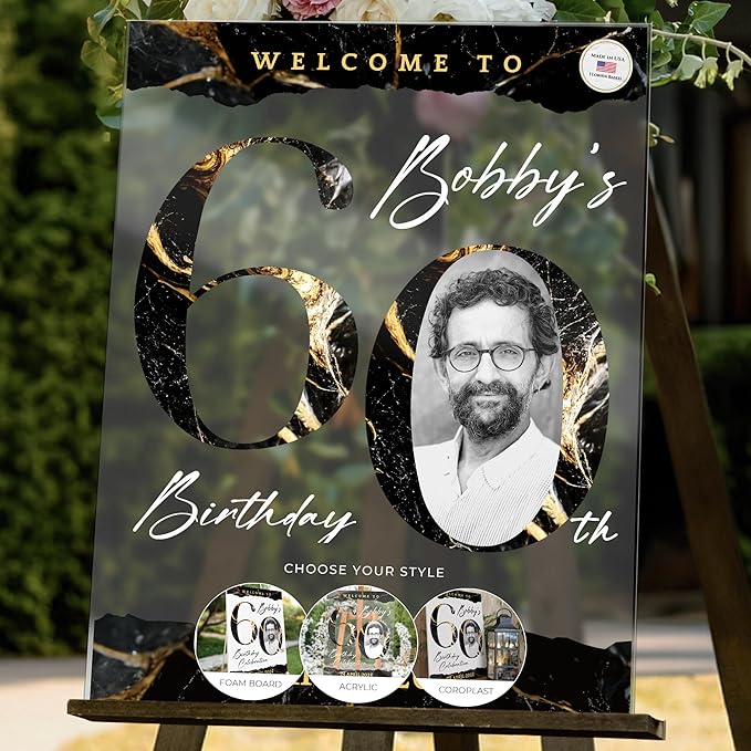 18"x24" Custom Welcome Sign for Party, Personalized Welcome Sign for Birthday Party, Custom Sign in Acrylic, Foam Board, or Coroplast Welcome Signs B (Design F)