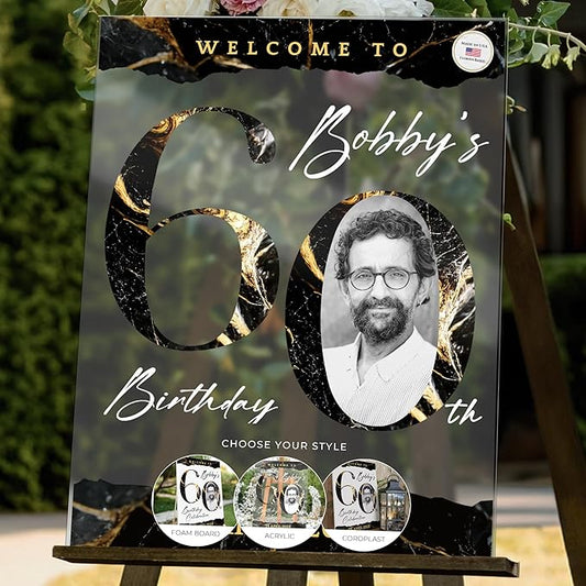18"x24" Custom Welcome Sign for Party, Personalized Welcome Sign for Birthday Party, Custom Sign in Acrylic, Foam Board, or Coroplast Welcome Signs B (Design F)