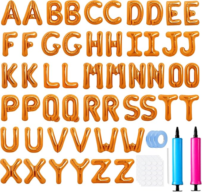 LIOZEOKUN Letter Balloons 16 Inch Alphabet A-Z Mylar Foil Balloons 2 Set for Wedding Birthday Party Decoration Banner Custom Phrase 52 Pcs