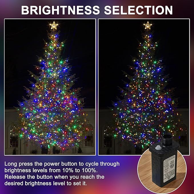Christmas Light 500 LEDs 172ft Green Cable Wire Fairy String Twinkle Lights Plug in 12 Modes for Xmas Tree, Party, Indoor,Outdoor, Garden, Wedding, Home Decoration (Multi Color)