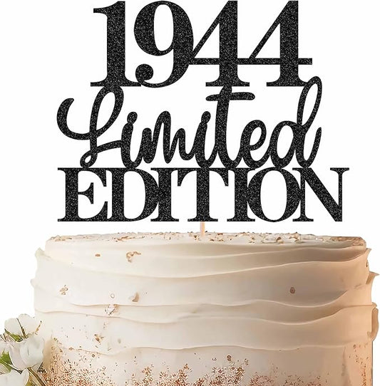 Limited EDITION 1944 Cake Topper - Black Glitter Happy 81st Birthday Party Cake Decoration Supplies, Cheer to 81 Years Cake Bunting Decor for 81st Birthday Party Photo Booth Props