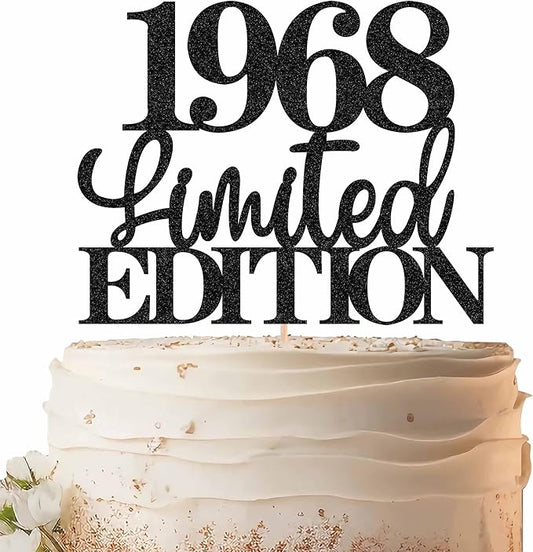 Limited EDITION 1968 Cake Topper - Black Glitter Happy 57th Birthday Party Cake Decoration Supplies, Cheer to 57 Years Cake Bunting Decor for 57th Birthday Party Photo Booth Props