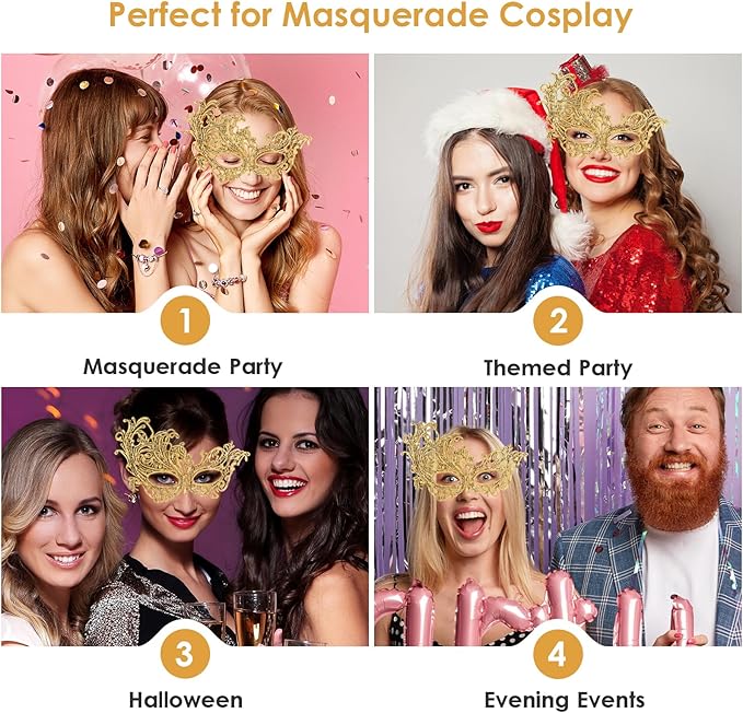 Exlinonline Lace Masquerade Mask Elastic,Fit for Adult,Soft Gentle Material,Specially For Costume,Thememed Party