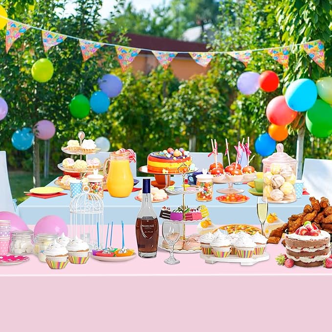 WNINK 4 Pack Gender Reveal Plastic Tablecloths, Disposable Rectangle Pink and Blue Pastel Tablecloth, Table Covers for Boy or Girl Gender Reveal Party Baby Shower Birthday Party Decorations 54" x 108"