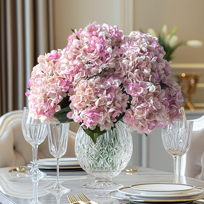 10PCS Faux Hydrangea Flower Hydrangea Artificial Flowers Hydrangea Bouquet Faux Flower Table Centerpieces for Home Wedding Bridal Bouquet Office Party DIY Floral Decor