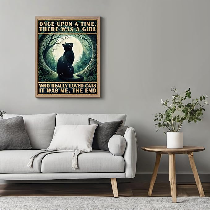 Posterizer 1 pcs - Funny Black Cat Signs - There Was a Girl Who Really Loved Cats - Art for Animal Lovers - Comedy Art - Gift For Animal Lovers - Living Room Bedroom Decor - 05x07 unframed wall art