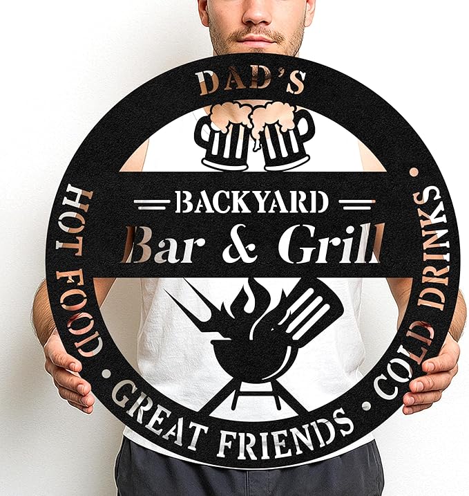 Custom BBQ Metal Sign Personalized Grill Name Wall Art for Outdoor Kitchen Patio Backyard Decor Fathers Gift for Dad Grandpa Husband Barbecue Smoker Area Sign, Grilling Lover Gifts 58