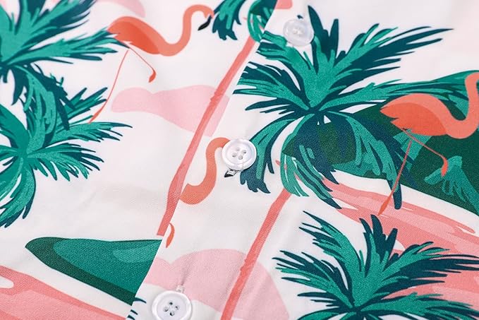 Cromoncent Matching Hawaiian Outfits for Family, Dad and Son Matching Luau Beach Tropical Shirts Mommy Daughter Tropical Sets