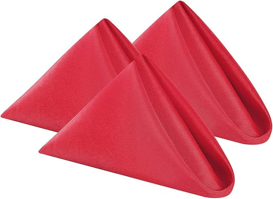 Cloth Napkins 20x20 inch Washable Polyester Dinner Napkins Soft Table Napkins for Wedding Party Dining Banquet(Red,12PCS)