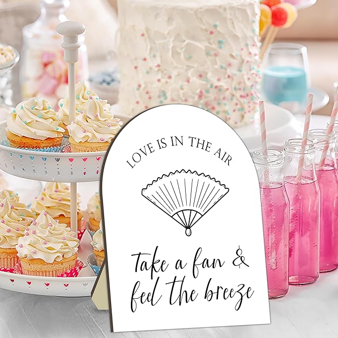 Fan Bar Station Board for Baby Shower, Fan Bar Wooden Welcome Table Sign for Baby Shower, Guest Gift Pickup Sign Decor for Gender Reveal Party, Summer Breeze Party Tabletop Decoration Signs 8x10 In