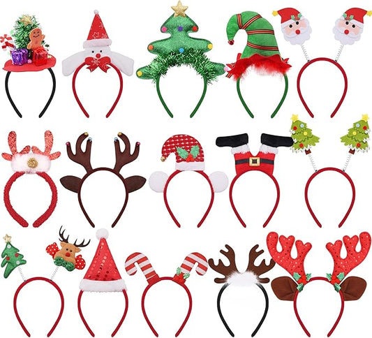BQTQ 15 Pieces Christmas Headbands Party Hats Headbands for Christmas Holiday Favour