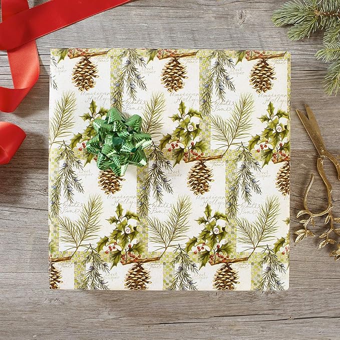 Current Botanical Windows Christmas Rolled Wrapping Paper - Premium Jumbo 23-Inch x 32-Foot Gift Wrap Roll, 61 Square Feet Total