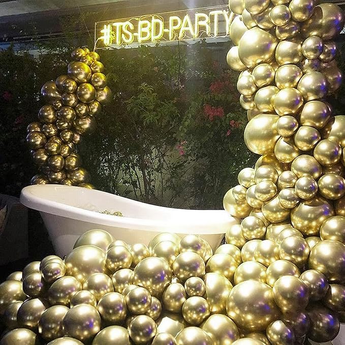PartyWoo Metallic Gold Balloons 100pcs 5 Inch Small Mini Chrome Gold Latex Balloons for Graduation Baby Shower Gender Reveal Wedding Bachelorette New Year Birthday Party Decorations Gold-G101