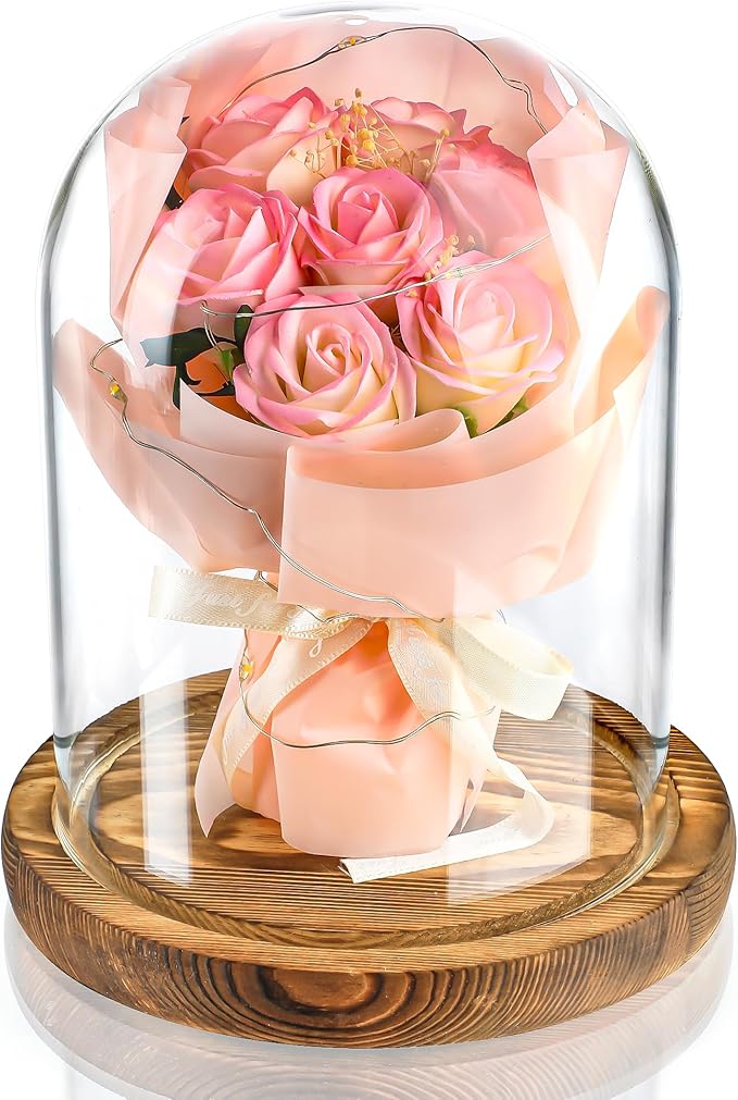 ZEERSHEE Glass Cloche Display Dome 6.3 x 4.8 inch Decorative Glass Display Bell Jar for Home Party Wedding Decor