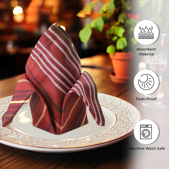 Urban Villa Cloth Napkins Harvest Prints Dinner Napkins Set of 12 20X20 100% Cotton Absorbent Washable Durable Reusable Cloth Napkins Ideal for Farmhouse Party Thanksgiving Harvest Fall Dinner Napkins