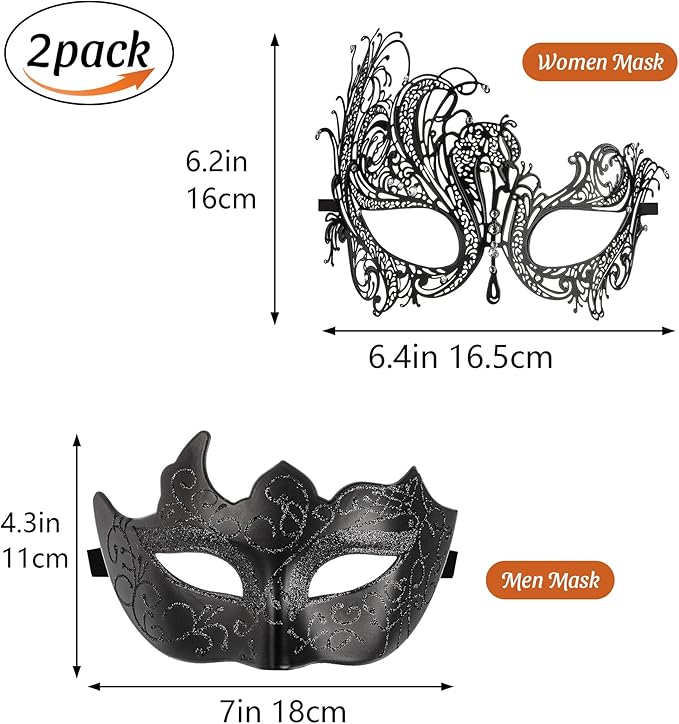 YU FENG Venetian Masquerade Mask for Women Couples Besties-Prom,Balls,Mardi Gras,Halloween and Parties Costume Mask