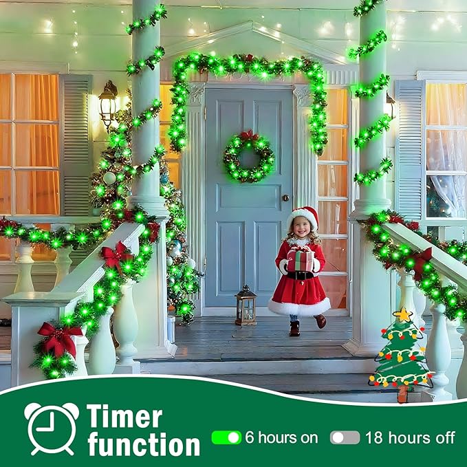 SAUIRS 197FT 500 LED Christmas Lights Outdoor String Lights with 8 Modes Timer Waterproof Fairy Light Plug in for Outside Indoor Party Xmas Palm Tree Yard Wedding Decorations(Green)