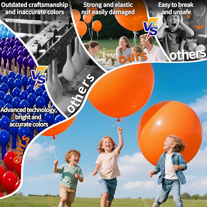 KAWKALSH Orange Balloons 9pcs, 36 Inch Large Orange Balloons for Balloon Garland Arch as Birthday Party Decorations, Wedding Decorations