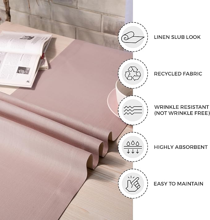 D'Moksha Homes Beige Table Runner 14 x 60 Inch - Faux Linen Table Runner - Wrinkle Resistant, Machine Washable Ideal for Dresser, Coffee Tables, Thanksgiving, Holiday - 100% Recycled Fabric