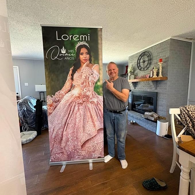 TFEN-Made in USA-Custom Pop up Banner Aluminum Retractable Banner 47"x81", with Stand Roll up Banner for Business, Trade Shows, Stores, Advertising, Events, Custom Banners