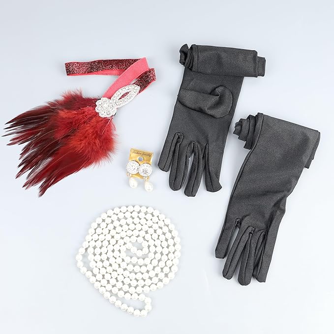 1920s Flapper Accessories Sets Roaring 20s Gatsby Costume Accessories Set for Women