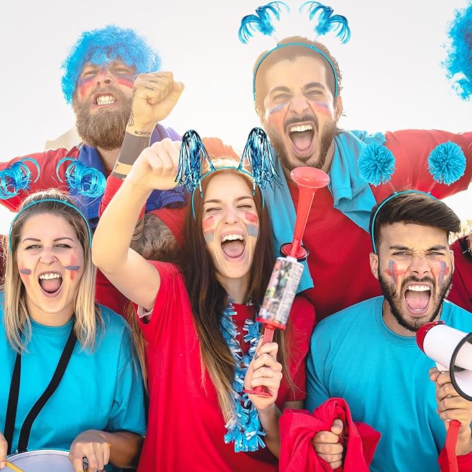 Censen 12 Pcs Christmas Pom Pom Headbands Spirit Party Headwear Tinsel Ponytails Head Bopper for Birthday Holiday